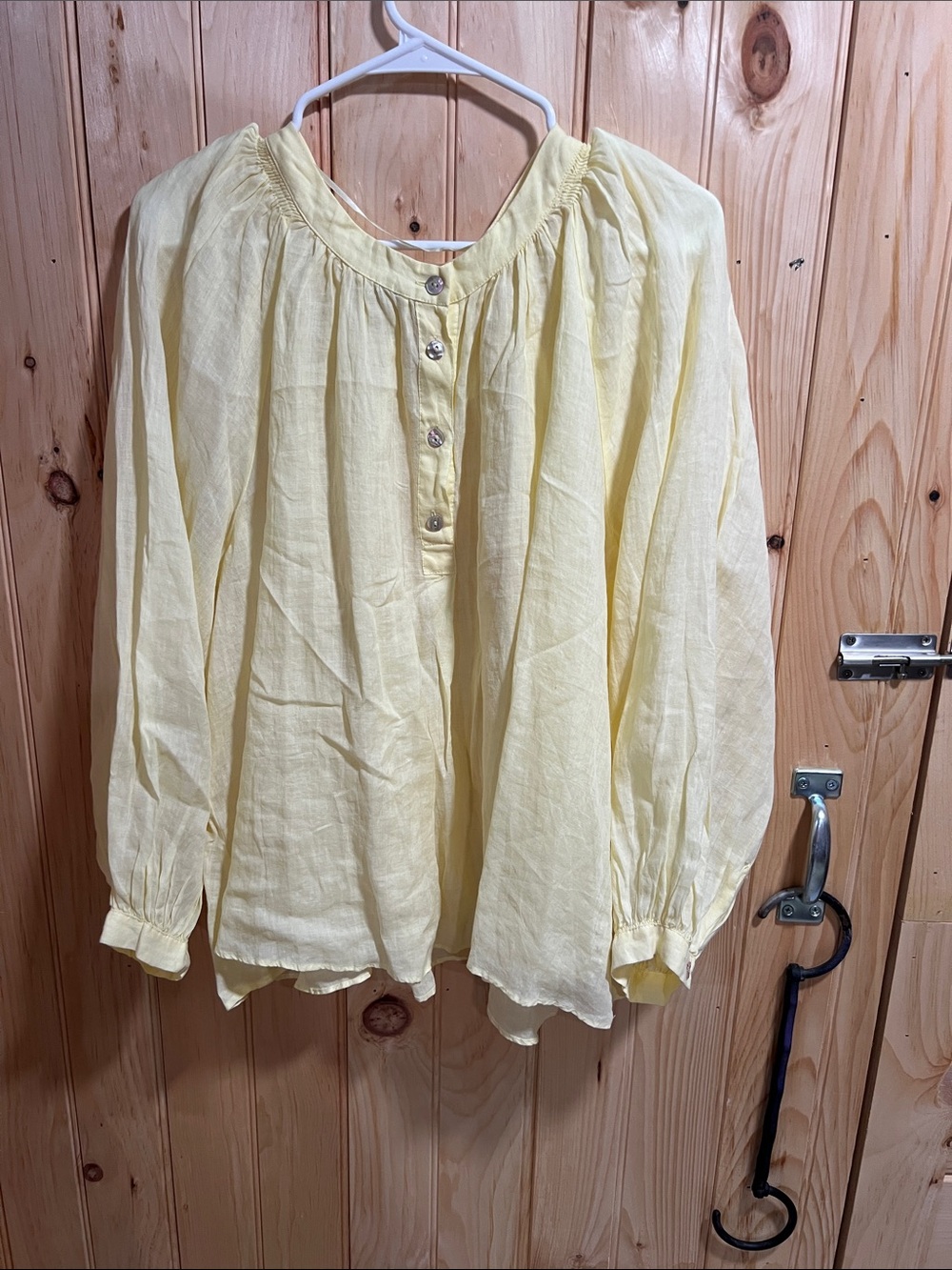 Zara Light Yellow Peasant Top - Women's Blouse